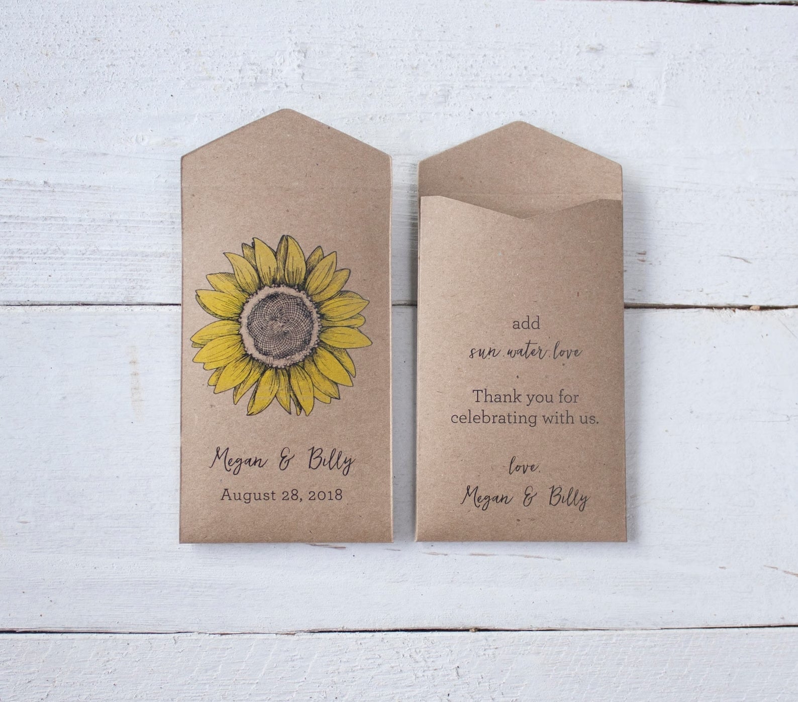 flower seeds for wedding favors Sunflower Let Love Grow Custom Seed Packet Wedding Favors (Set of 10) – Megmichelle