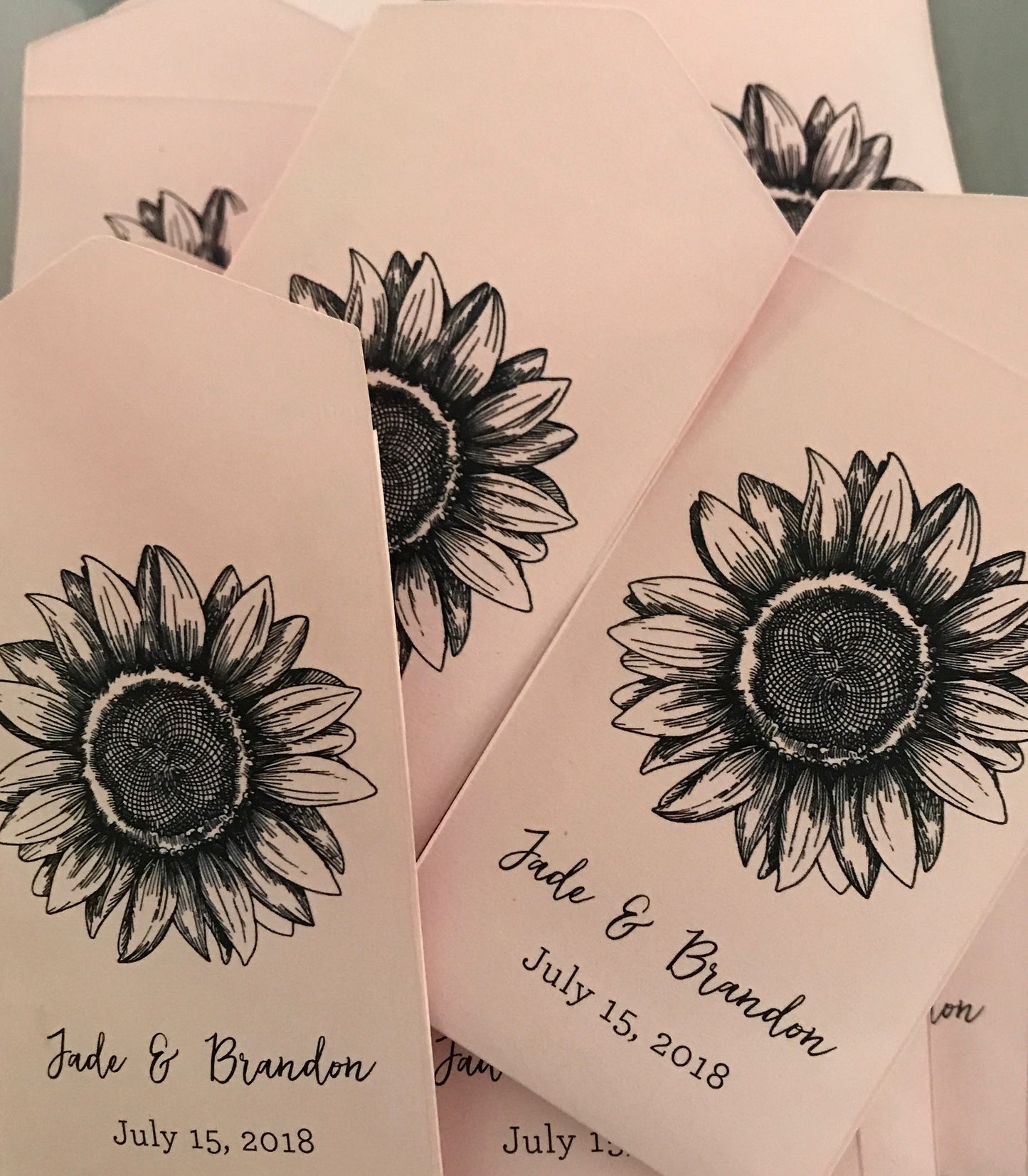 Sunflower Let Love Grow Custom Seed Packet Wedding Favors (Set of 10)