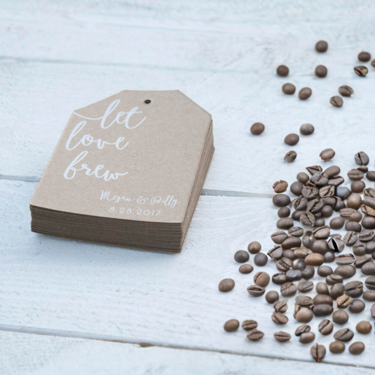 Let Love Brew Coffee Wedding Favor Tag (set of 12)