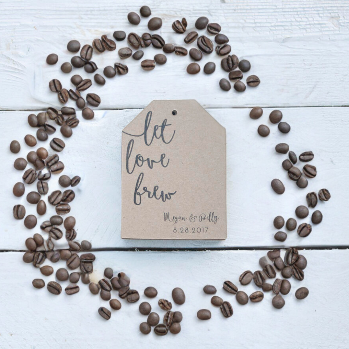 Let Love Brew Coffee Wedding Favor Tag (set of 12)