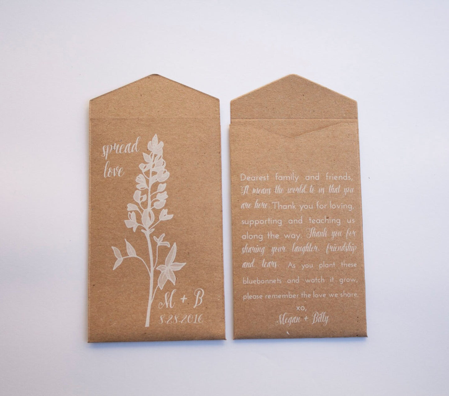 Bluebonnet Let Love Grow Custom Seed Packet Wedding Favors (Set of 10)