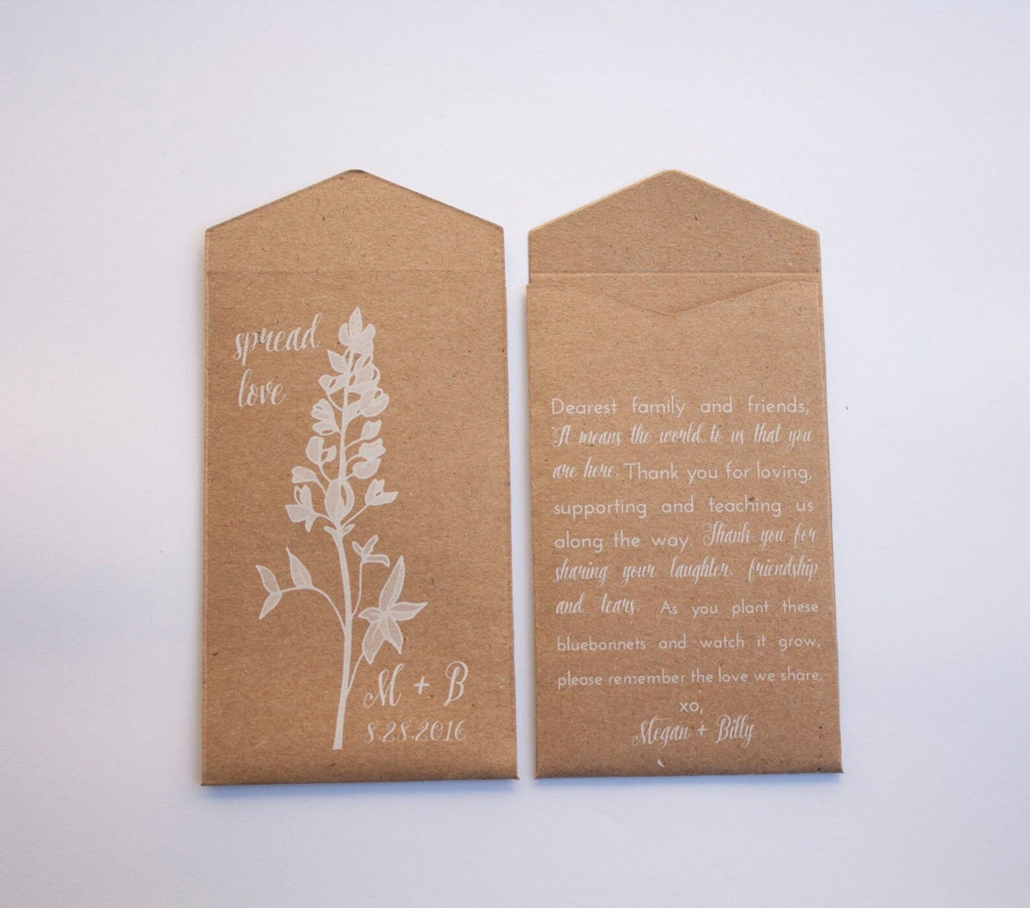 Bluebonnet Kraft Paper Let Love Grow Custom Seed Packet Wedding Favors (Set of 10)
