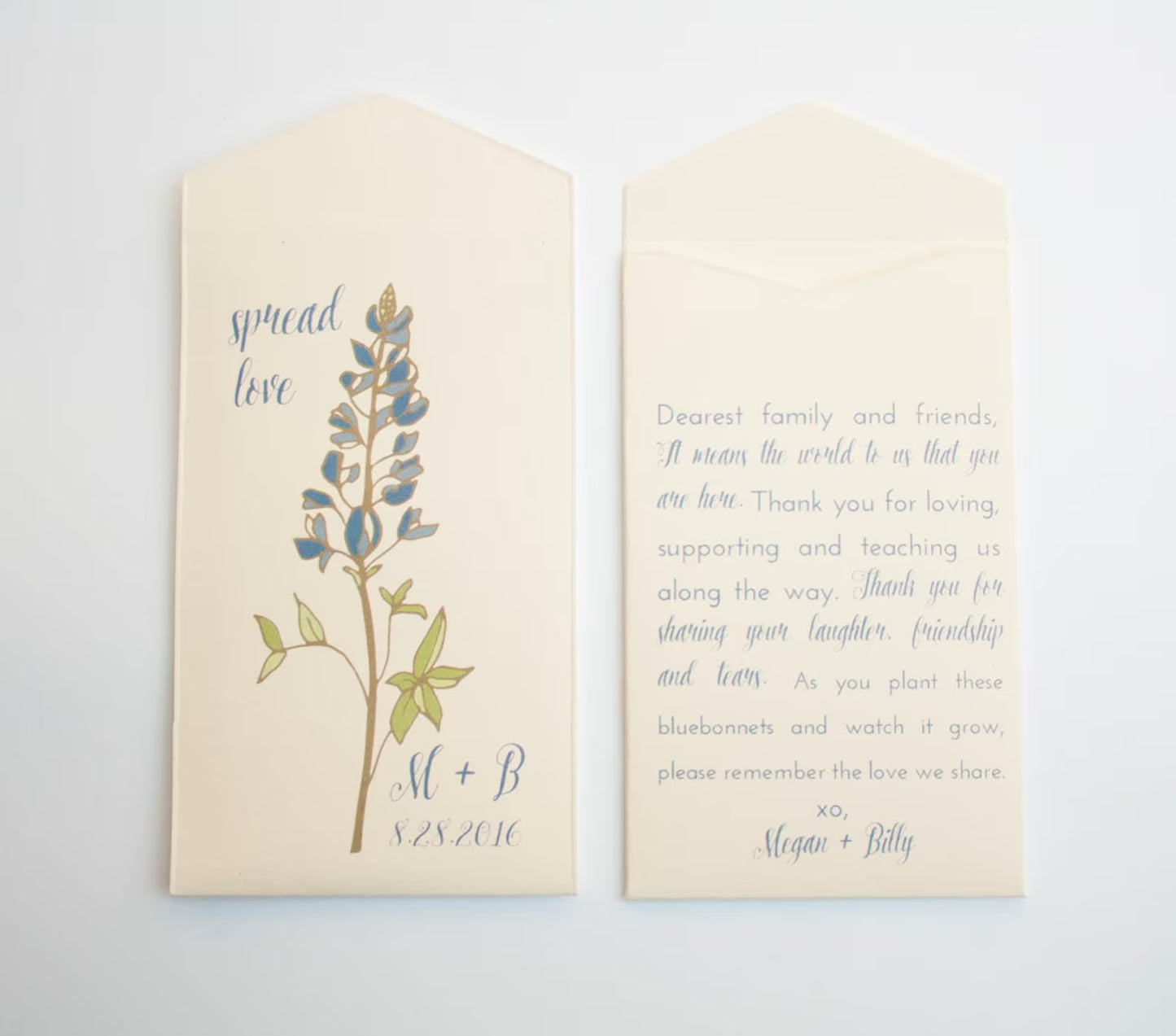 Bluebonnet Let Love Grow Custom Seed Packet Wedding Favors (Set of 10)