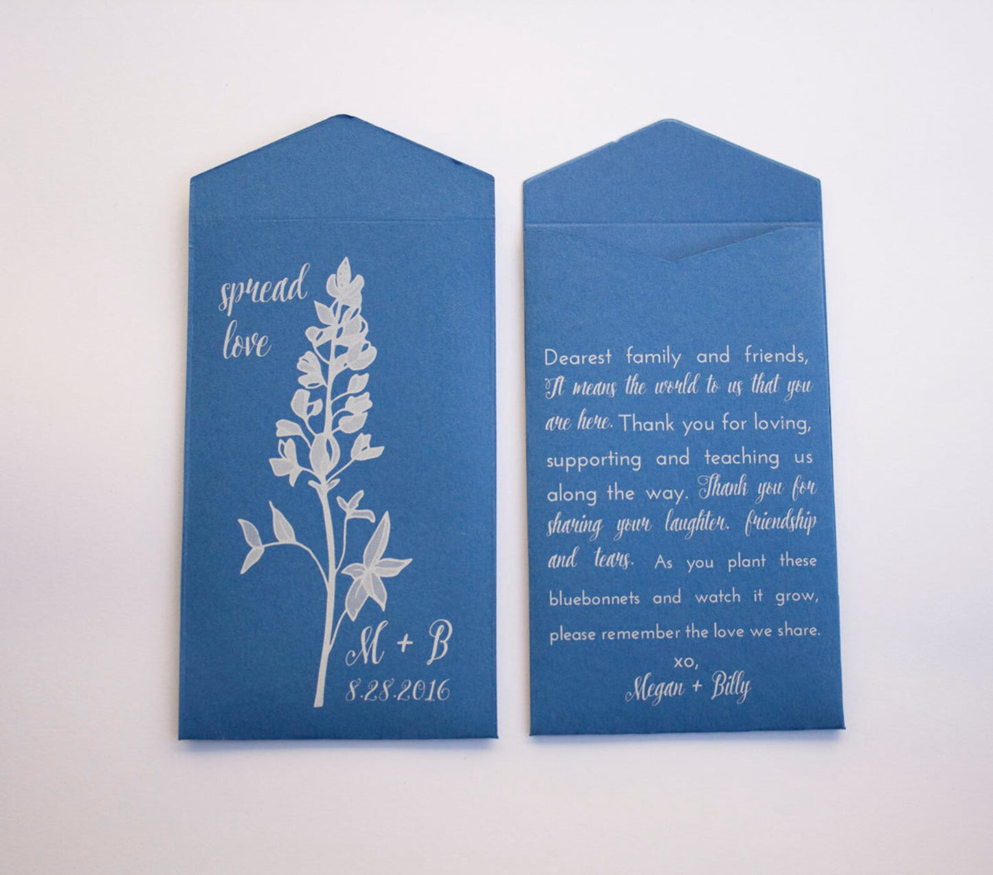 Bluebonnet Let Love Grow Custom Seed Packet Wedding Favors (Set of 10)