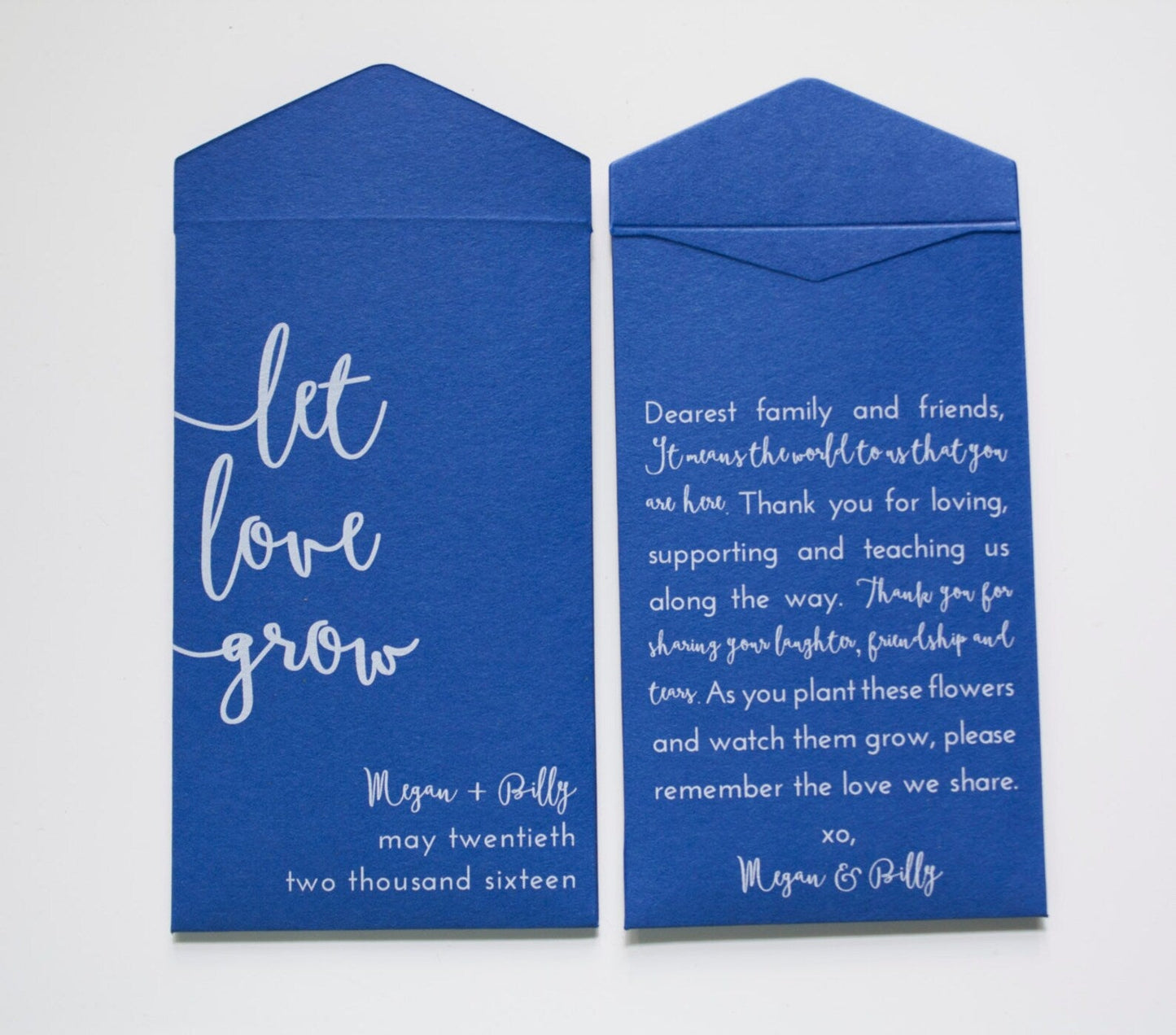 Royal Blue Let Love Grow Custom Seed Packet Wedding Favors (Set of 10)