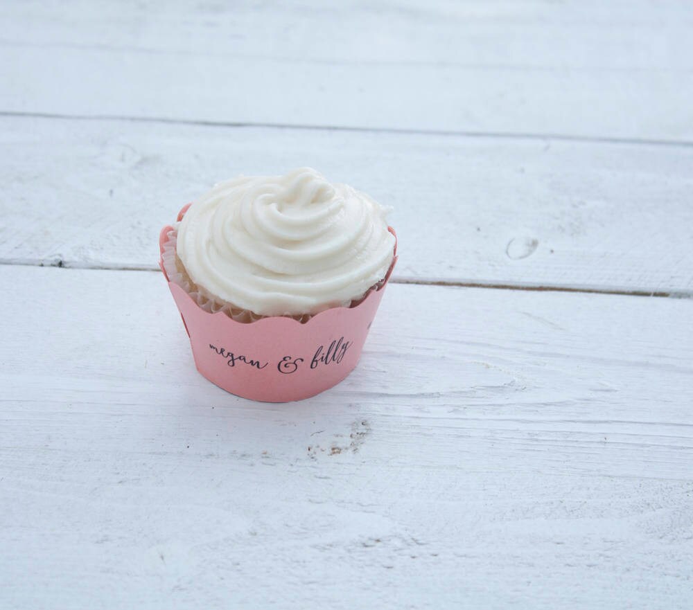 Custom Light Pink Love is Sweet Wedding Cupcake Wrappers (Set of 12)