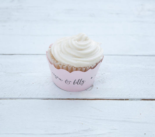 Custom Light Pink Love is Sweet Wedding Cupcake Wrappers (Set of 12)