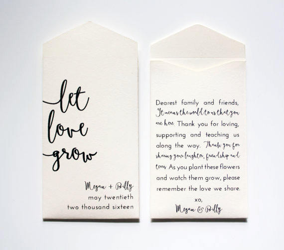 Light Cream Let Love Grow Custom Seed Packet Wedding Favors (Set of 10)