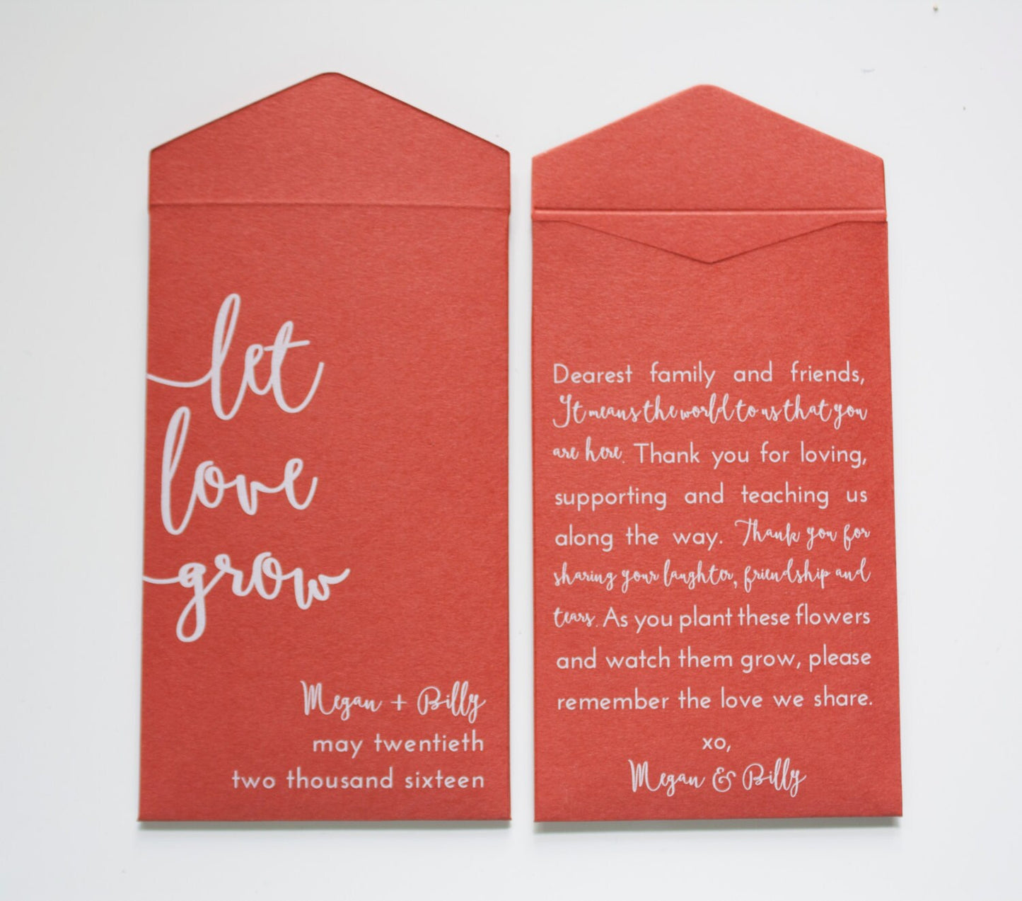 Fuchsia Let Love Grow Custom Seed Packet Wedding Favors (Set of 10)