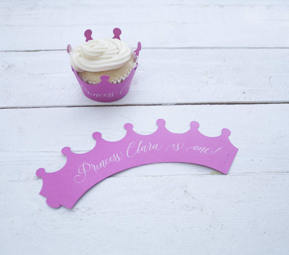 Crown Custom Cupcake Wrappers - First Birthday Cupcake Liners - Baby Shower Crown Personalized Cupcake Wrap - Many Colors Available