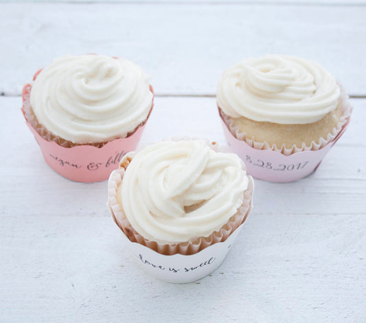 Custom Love is Sweet Wedding Cupcake Wrappers (Set of 12)